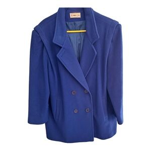 Vintage Herman Kay Royal Blue Double‎ Breasted Coat Size 12